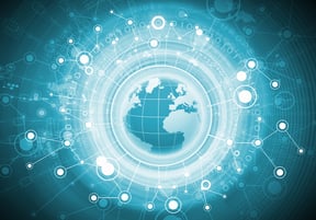 High tech background image with earth planet and connection lines